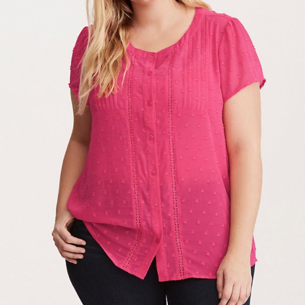 Torrid Textured Chiffon Button Up Top - image 1